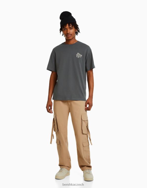 muži Bershka cargo džíny s ramínky P88443147 oblečení velbloud