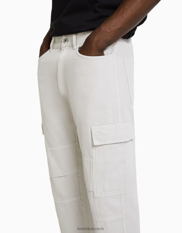 muži Bershka cargo džíny se širokými nohavicemi P88443120 oblečení Šedá