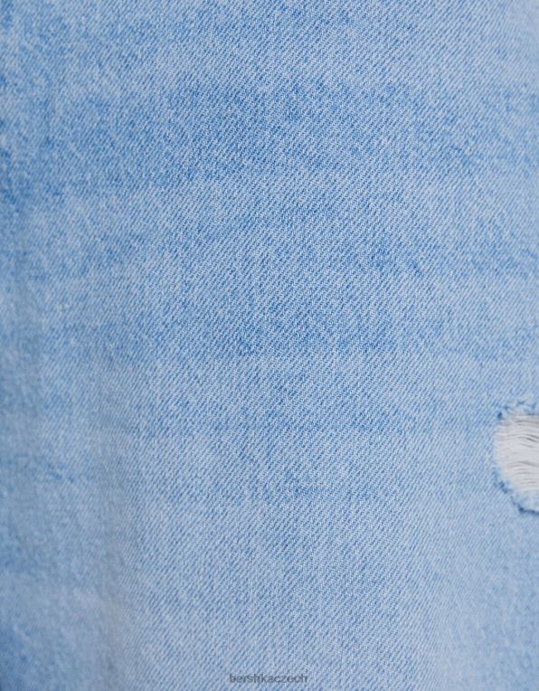 muži Bershka džíny volného střihu s rozparky P88443207 oblečení světle modrá