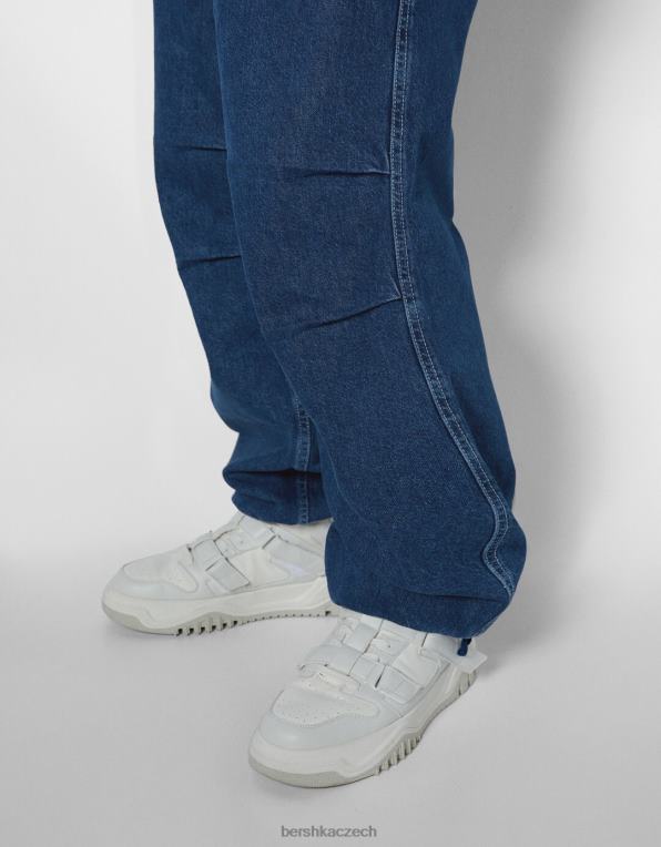 muži Bershka padákové džíny P88443116 oblečení modrý