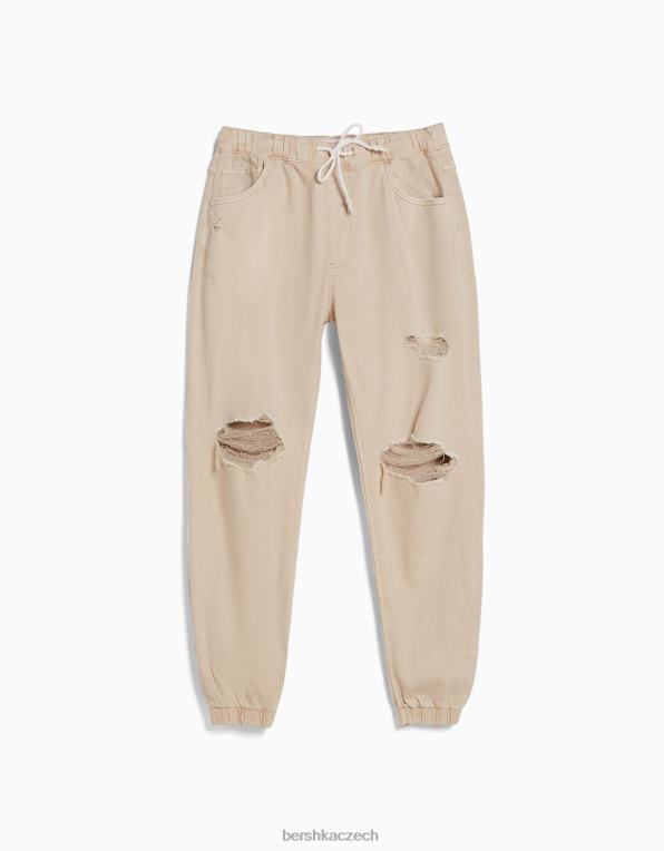 muži Bershka roztrhané barevné jogger džíny P88443193 oblečení béžový