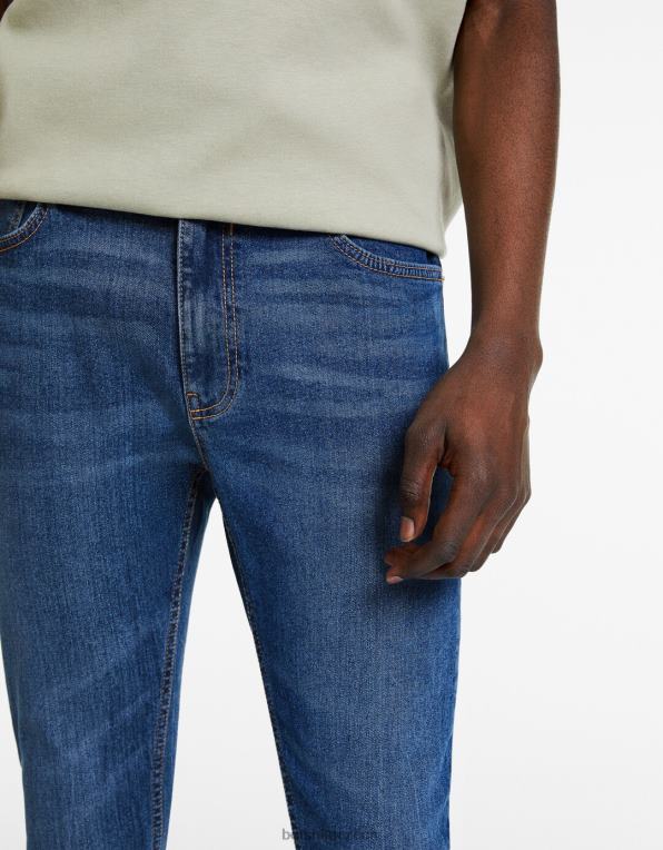 muži Bershka super úzké džíny P88443150 oblečení modrý