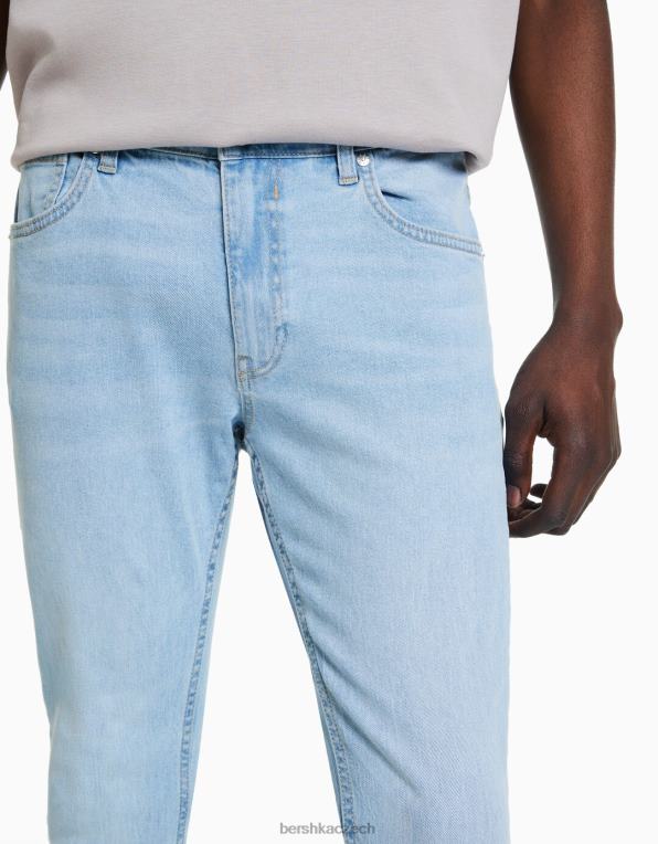 muži Bershka super úzké džíny P88443151 oblečení světle modrá
