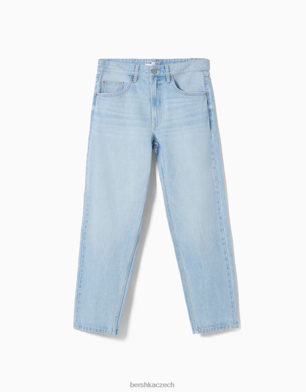 muži Bershka vintage džíny rovného střihu P88443124 oblečení světle modrá
