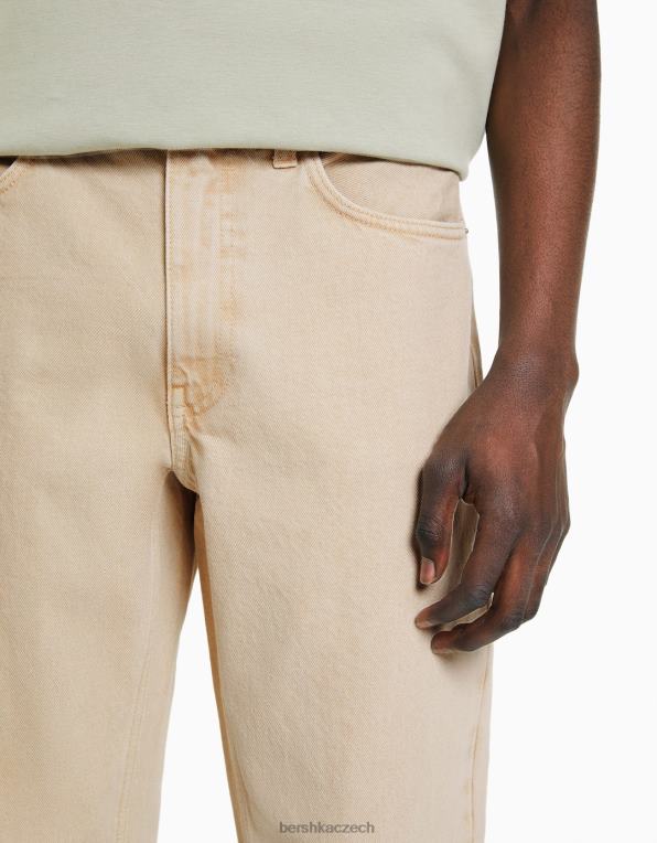 muži Bershka vintage džíny rovného střihu P88443126 oblečení béžový