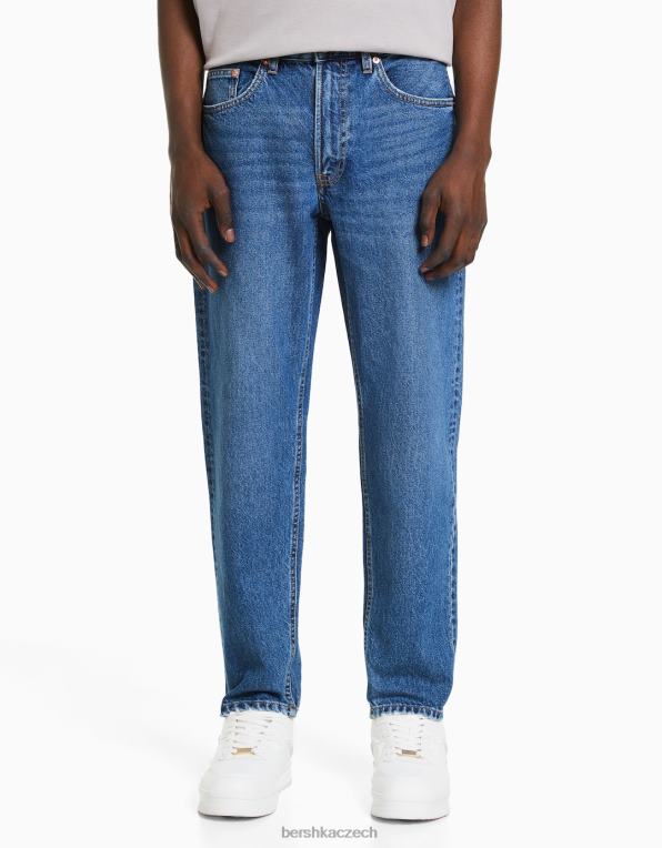 muži Bershka vintage džíny rovného střihu P88443141 oblečení modrý