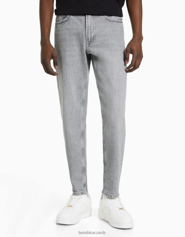 muži Bershka vintage džíny rovného střihu P88443142 oblečení Šedá