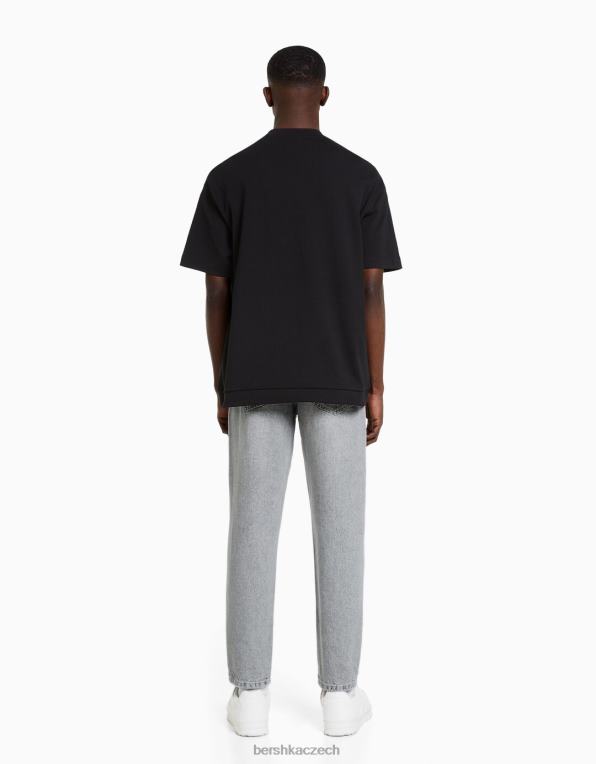 muži Bershka vintage džíny rovného střihu P88443142 oblečení Šedá