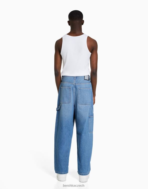 muži Bershka volné carpenter džíny P88443175 oblečení světle modrá