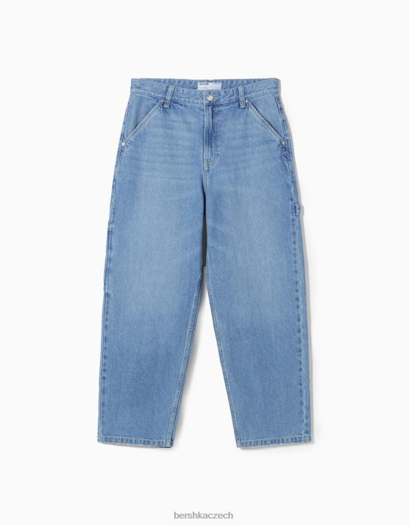 muži Bershka volné carpenter džíny P88443175 oblečení světle modrá