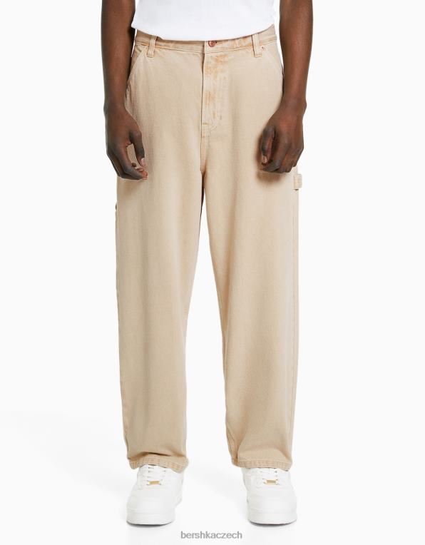 muži Bershka volné carpenter džíny P88443176 oblečení velbloud