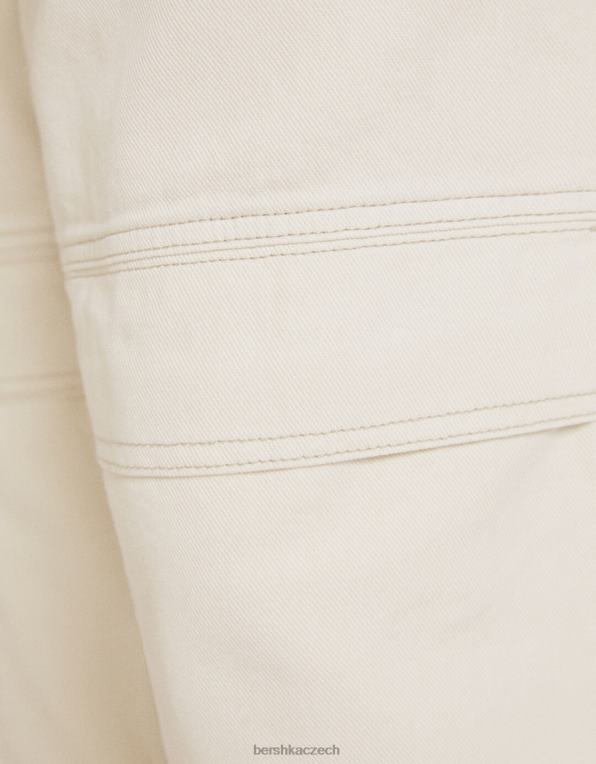muži Bershka volné teplákové džíny cargo P88443209 oblečení krém