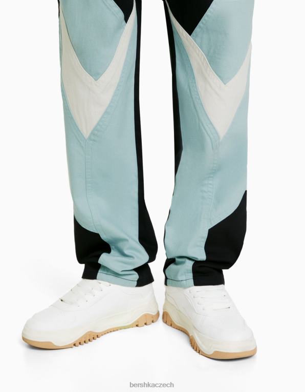 muži Bershka volné závodní džíny P88443186 oblečení modrý