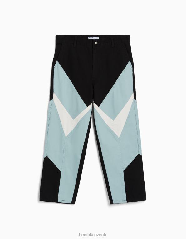 muži Bershka volné závodní džíny P88443186 oblečení modrý