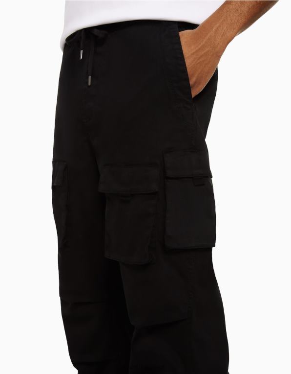 muži Bershka bavlněné nákladní joggery P88443223 oblečení Černá