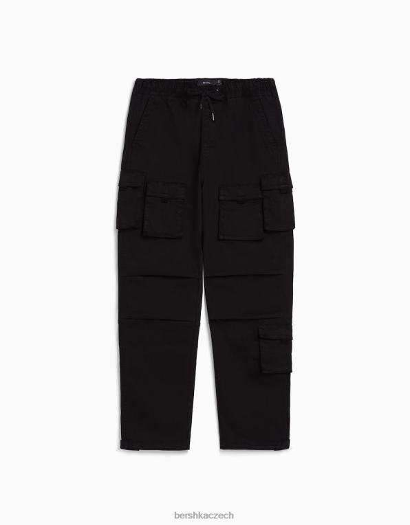 muži Bershka bavlněné nákladní joggery P88443223 oblečení Černá