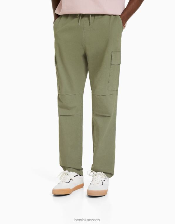muži Bershka cargo kalhoty se zátkami P88443229 oblečení khaki