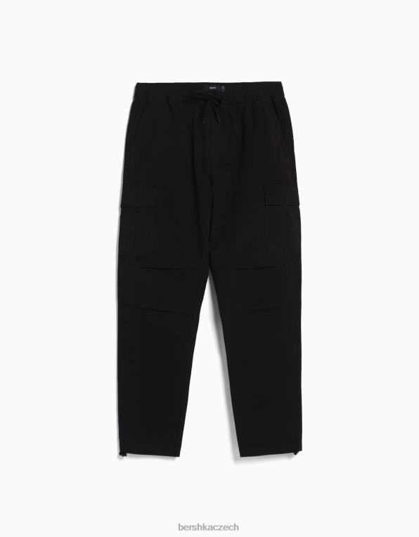 muži Bershka cargo kalhoty se zátkami P88443231 oblečení Černá