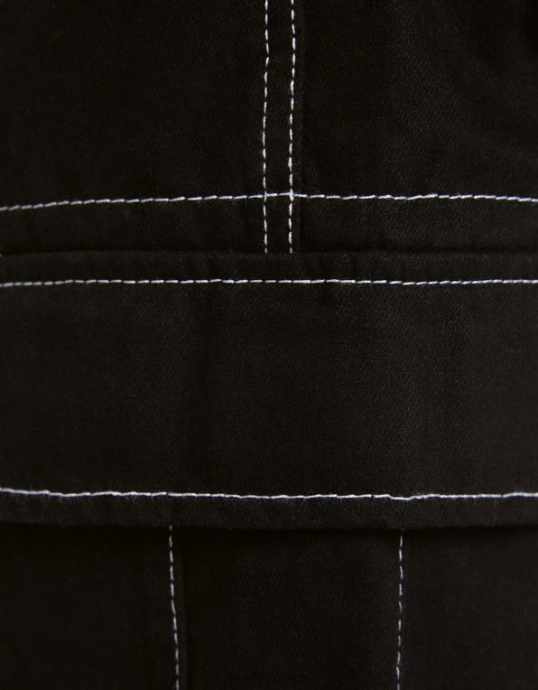 muži Bershka široké cargo kalhoty s kontrastním prošíváním P88443256 oblečení Černá