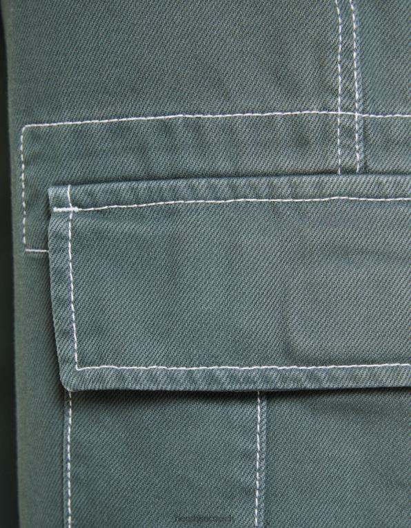 muži Bershka široké cargo kalhoty s kontrastním prošíváním P88443257 oblečení modrý