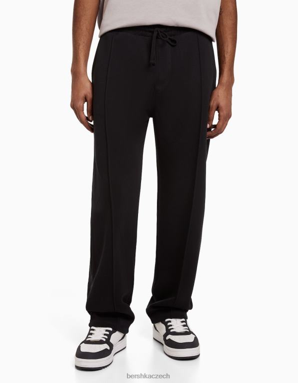 muži Bershka široké kalhoty P88443254 oblečení Černá