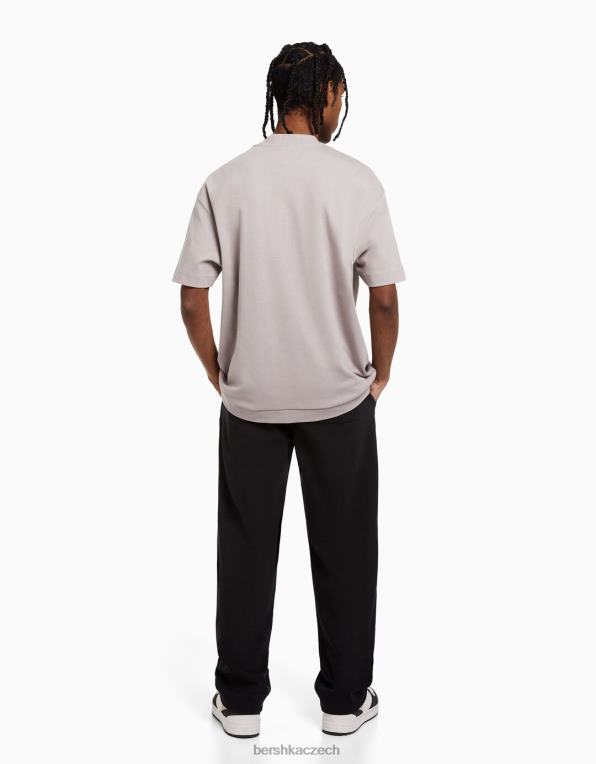 muži Bershka široké kalhoty P88443254 oblečení Černá