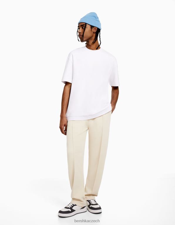 muži Bershka široké kalhoty P88443255 oblečení béžový