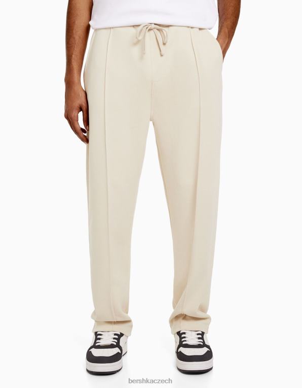 muži Bershka široké kalhoty P88443255 oblečení béžový