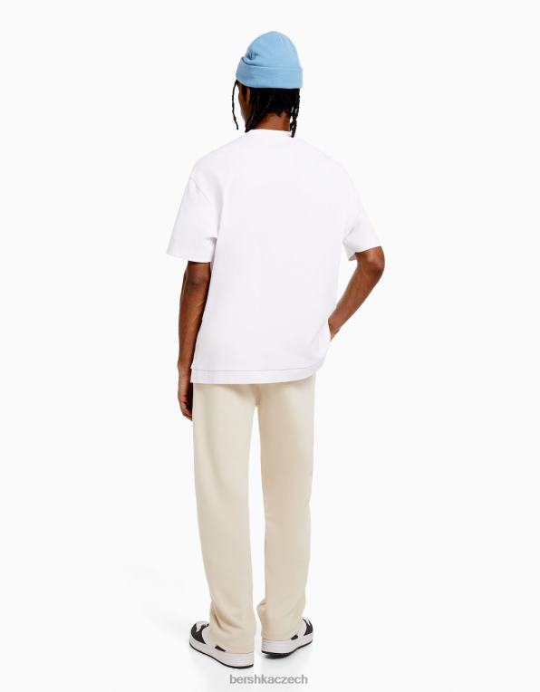 muži Bershka široké kalhoty P88443255 oblečení béžový