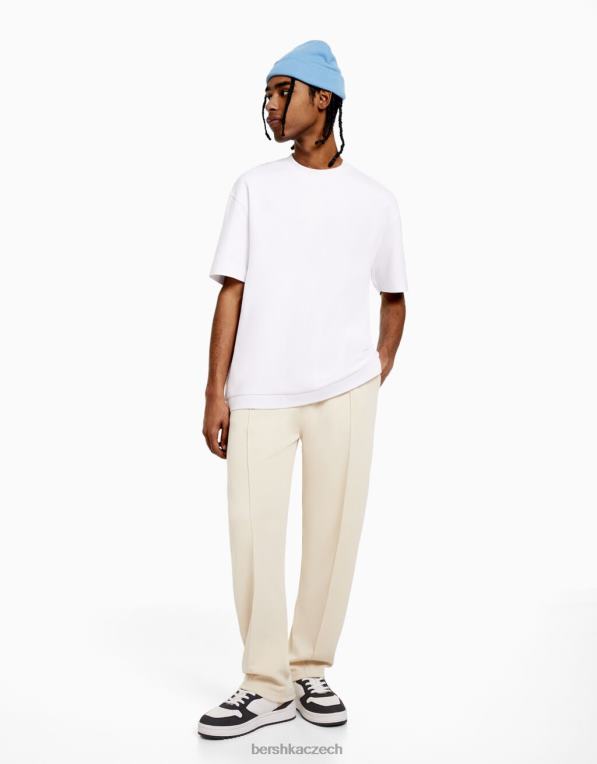 muži Bershka široké kalhoty P88443412 oblečení béžový