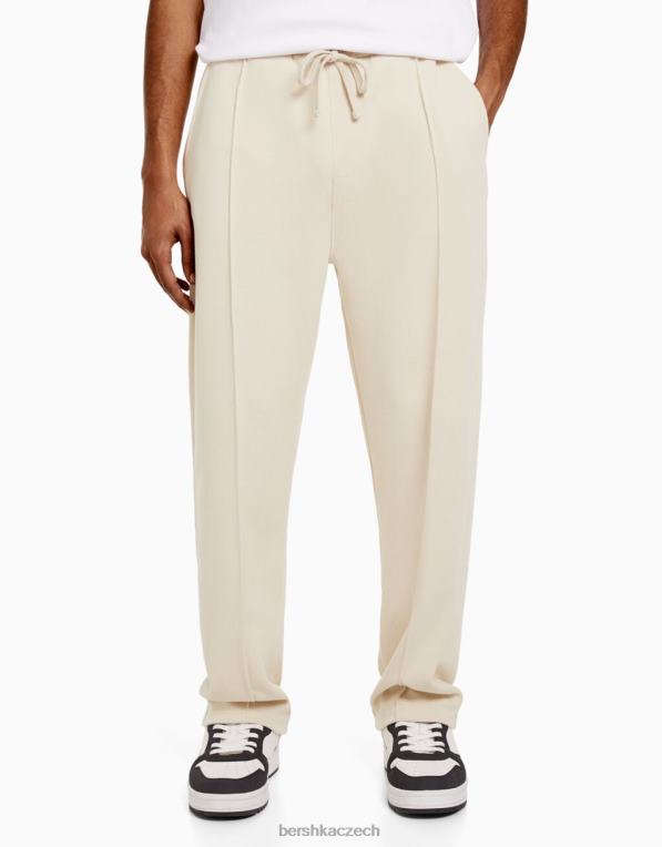 muži Bershka široké kalhoty P88443412 oblečení béžový