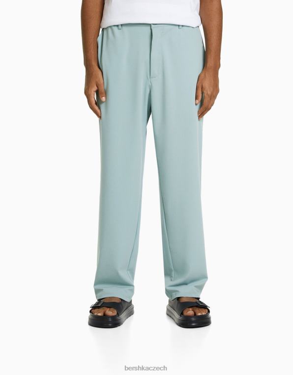 muži Bershka široké kalhoty na míru P88443020 oblečení zelená