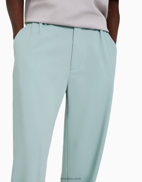 muži Bershka široké kalhoty na míru P88443272 oblečení zelená