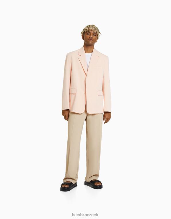 muži Bershka šité kalhoty širokého střihu v jogger stylu P88443027 oblečení písek