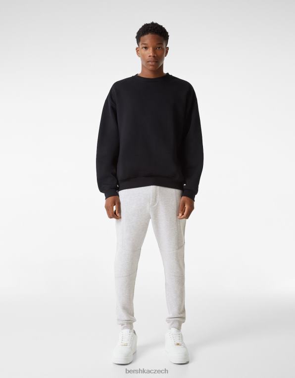 muži Bershka plyšové tepláky se švy P88443217 oblečení Šedá