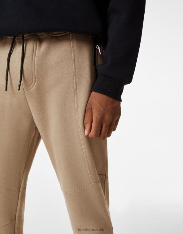 muži Bershka plyšové tepláky se švy P88443218 oblečení velbloud