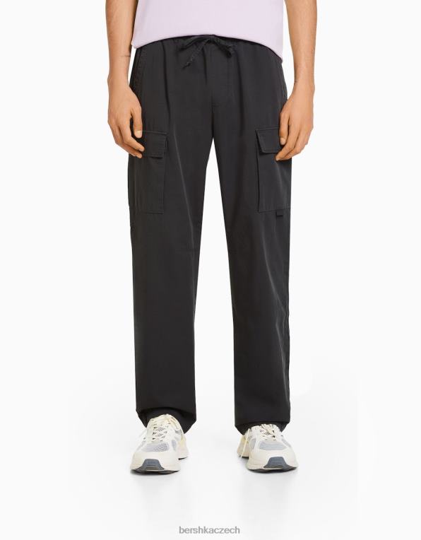muži Bershka popelínové cargo kalhoty P88443261 oblečení Šedá