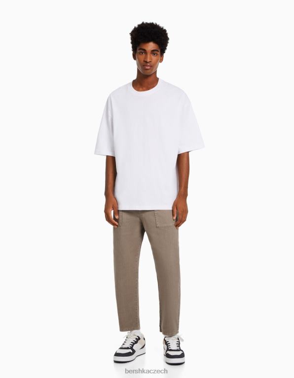 muži Bershka rustikální kalhoty volného střihu P88443212 oblečení velbloud