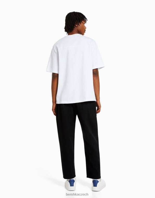 muži Bershka rustikální kalhoty volného střihu P88443214 oblečení Černá