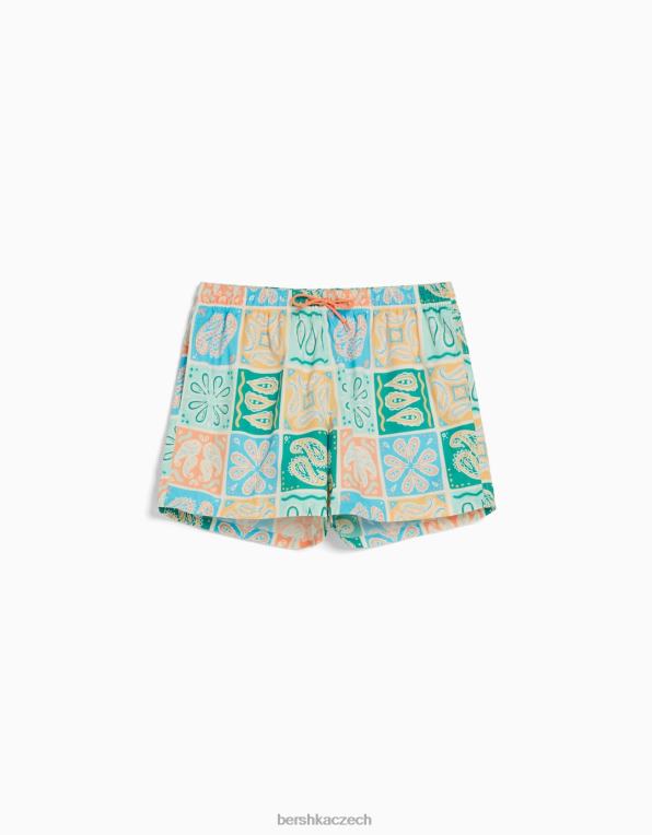 muži Bershka Paisley kraťasy s potiskem P88443396 oblečení modrý