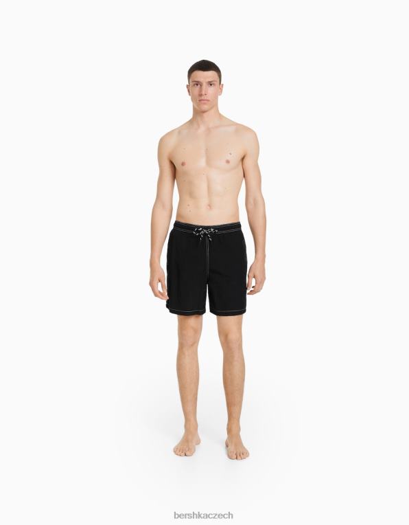 muži Bershka deskové šortky s kontrastní nití P88443395 oblečení Černá