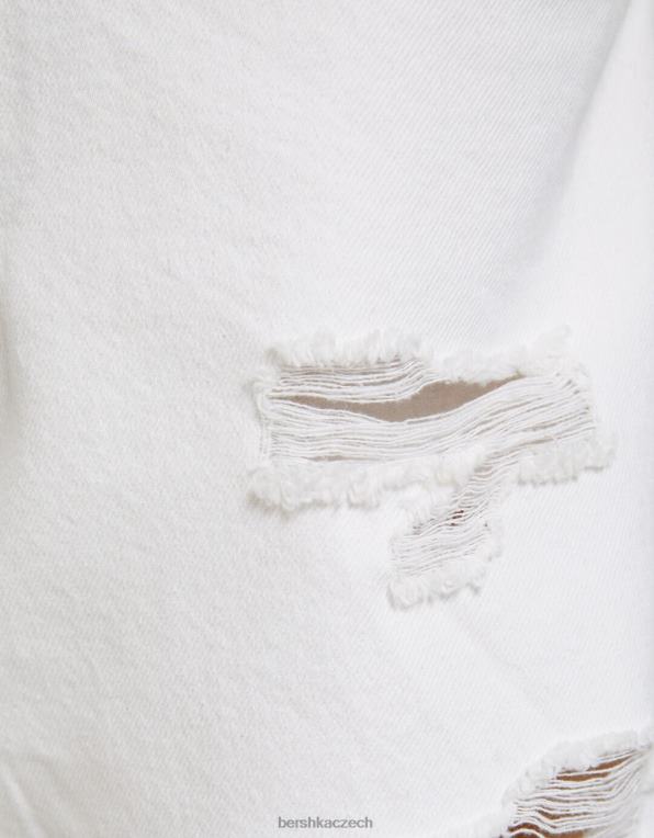 muži Bershka barevné roztrhané džínové bermudy P88443311 oblečení bílý