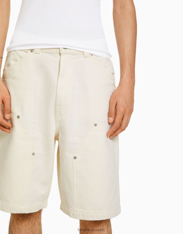 muži Bershka bavlněné truhlářské bermudy P88443294 oblečení písek