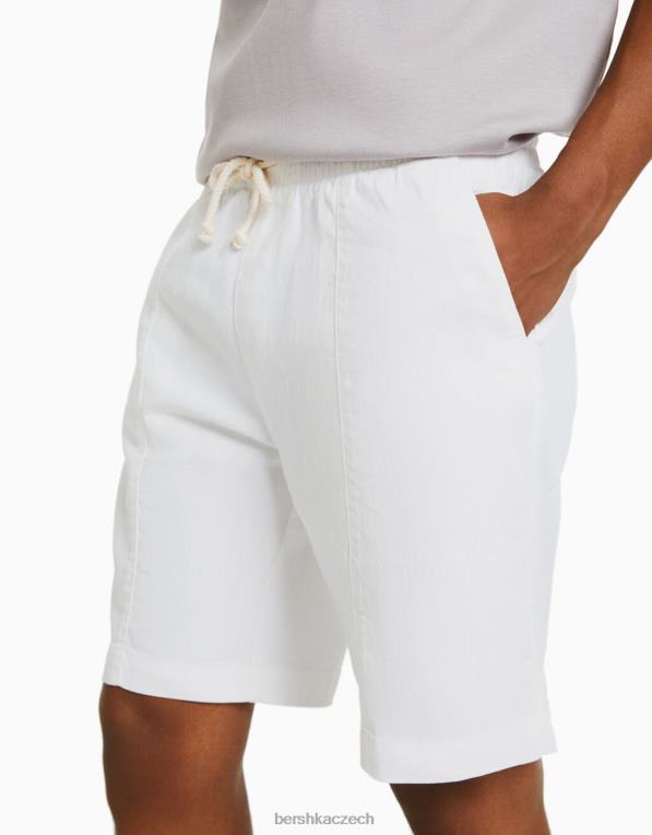 muži Bershka bermudské teplákové šortky v rustikálním provedení P88443305 oblečení bílý