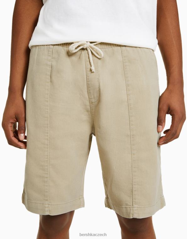 muži Bershka bermudské teplákové šortky v rustikálním provedení P88443306 oblečení velbloud