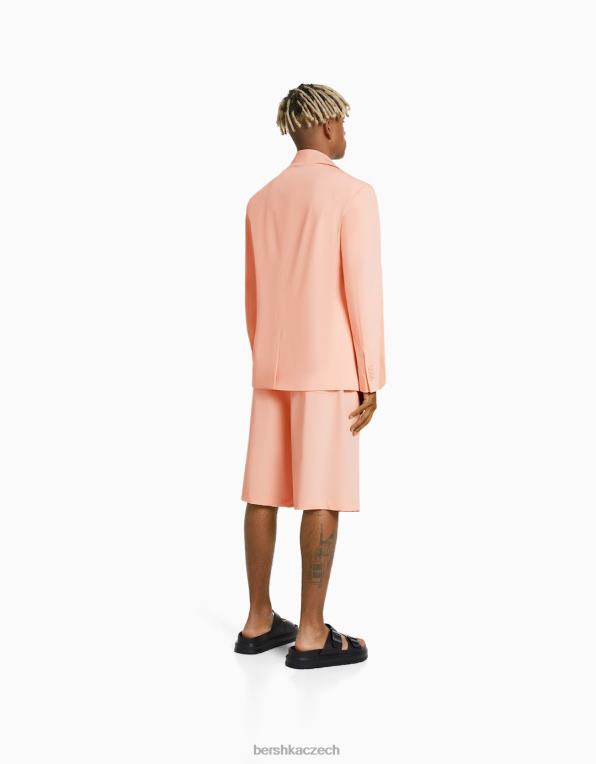 muži Bershka bermudy na míru se širokými nohavicemi P88443371 oblečení růžový