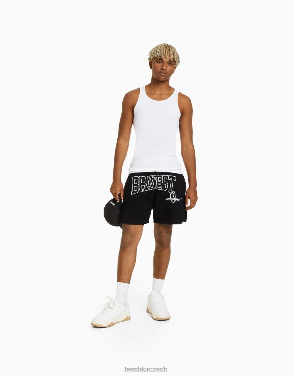 muži Bershka bermudy s boxerským potiskem P88443324 oblečení Černá