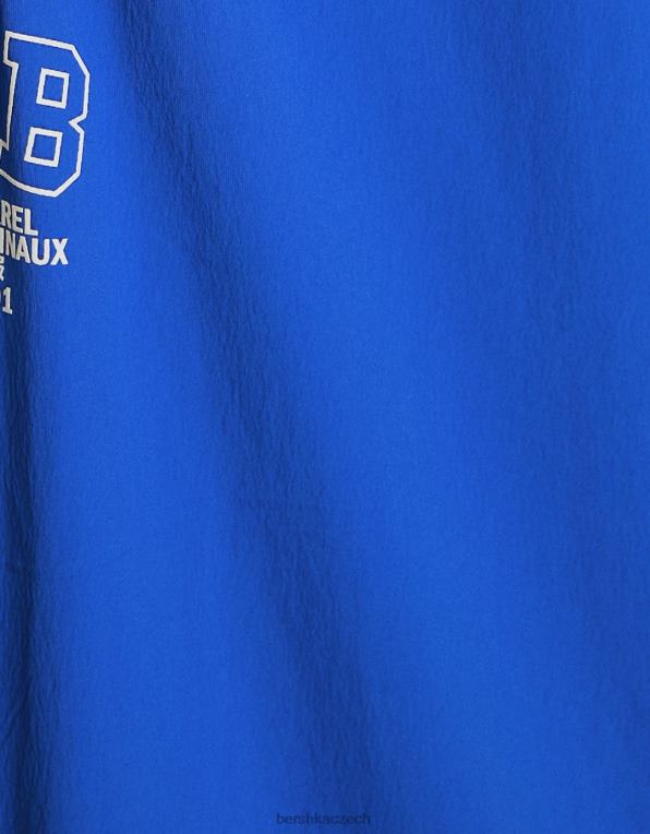 muži Bershka bermudy s nylonovým potiskem P88443372 oblečení modrý