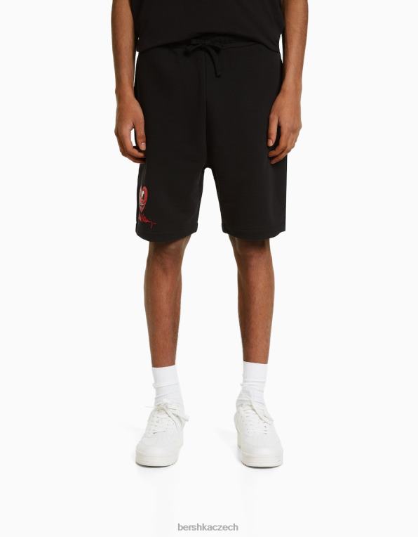 muži Bershka bermudy s potiskem keitha Haringa P88443365 oblečení Černá