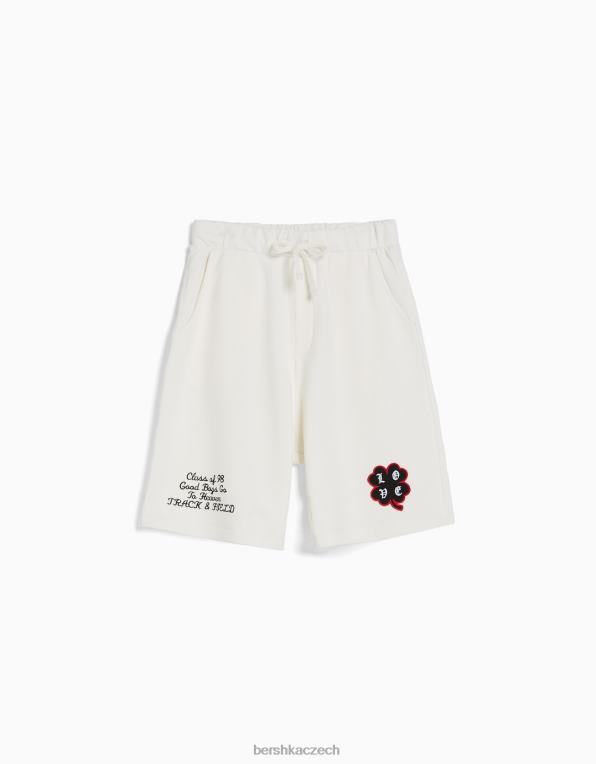 muži Bershka bermudy s potiskem uvolněného střihu P88443325 oblečení špinavě bílé